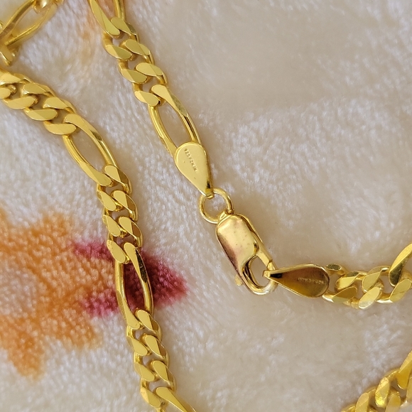 💛 NEW!!! GOLD PLATED STERELING SILVER NECKLACE CHAIN CHOKER WOMAN MEN UNISEX - Picture 4 of 8